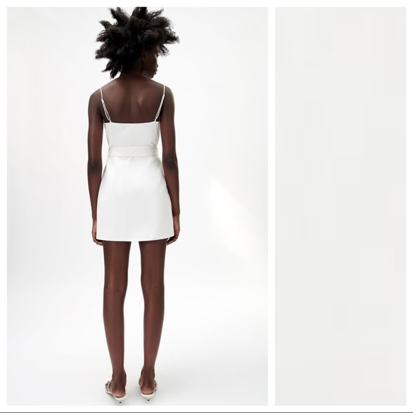 NWT. Zara White Linen Blend Mini Dress. Size M. - Picture 2 of 9